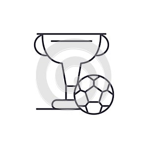 Football cup line icon concept. Football cup vector linear illustration, symbol, sign