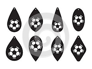 Football earrings. Lasercut template. Sport ball leather earring templates. Vector