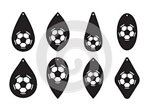 Football earrings. Lasercut template. Sport ball leather earring templates. Vector photo