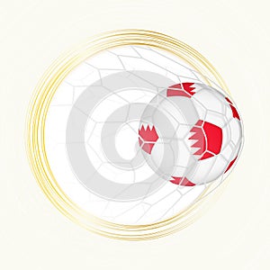 Football emblem with football ball with flag of Bahrain in net, scoring goal for Bahrain