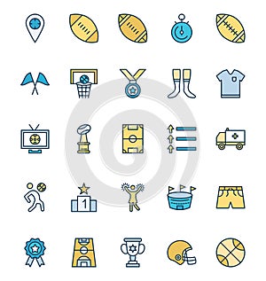 Football Event Isolated Vector Icons Set that can be easily modified or edit