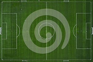 Football field from above. training field, Aerial view. soccer team on the field