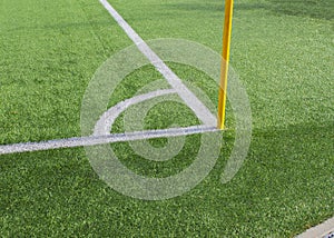 Football field corner with flag