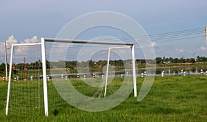 Football field in the countryside Soccer target