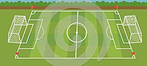 Football  field with croos grass vector illustrate.Soccer stadium with nature landscape