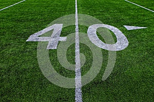 Football Field Green Yard Markers to Goal Line Touchdown Endzone Game Competition