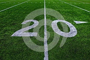 Football Field Green Yard Markers to Goal Line Touchdown Endzone Game Competition