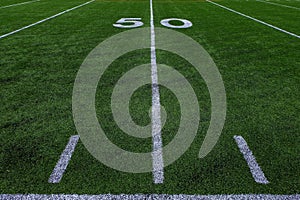 Football Field Green Yard Markers to Goal Line Touchdown Endzone Game Competition