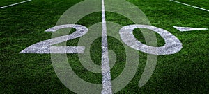 Football Field Green Yard Markers to Goal Line Touchdown Endzone Game Competition