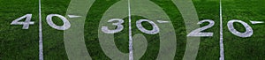 Football Field Green Yard Markers to Goal Line Touchdown Endzone Game Competition
