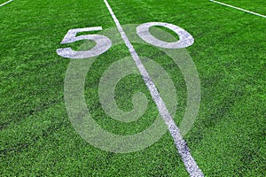 Football Field Green Yard Markers to Goal Line Touchdown Endzone Game Competition