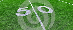 Football Field Green Yard Markers to Goal Line Touchdown Endzone Game Competition