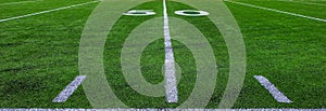 Football Field Green Yard Markers to Goal Line Touchdown Endzone Game Competition