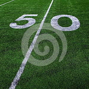 Football Field Green Yard Markers to Goal Line Touchdown Endzone Game Competition