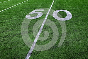 Football Field Green Yard Markers to Goal Line Touchdown Endzone Game Competition