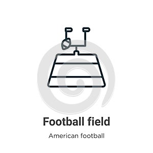 Football field outline vector icon. Thin line black football field icon, flat vector simple element illustration from editable