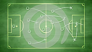 Football field scheme with crosses and passes