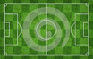 Football field or soccer field for background. Green lawn court for create game