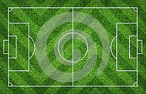 Football field or soccer field for background. Green lawn court for create game