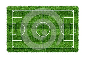 Football field or soccer field on green grass pattern texture isolated on white background