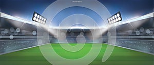 Football field or soccer field stadium background. Vector