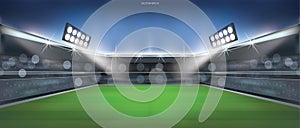 Football field or soccer field stadium background. Vector