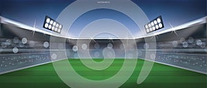 Football field or soccer field stadium background. Vector