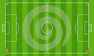 Football field or soccer field on top view background. Design vector green court for soccer game