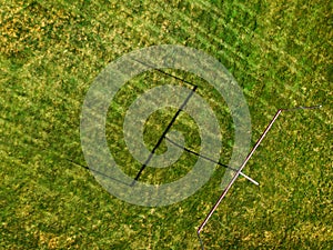 Football Field Uprights Aerial Drone View