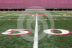 Football field view from 50 yard line