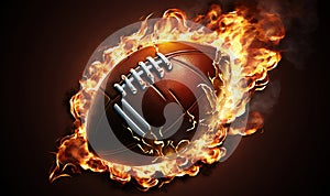 a football is on fire with a black background and a black background