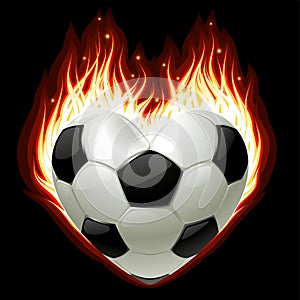 Football on fire in the shape of heart