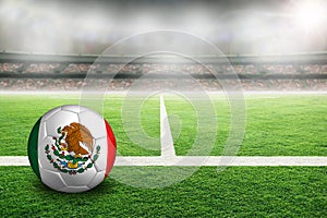 Football With Flag of Mexico in Soccer Stadium With Copy Space