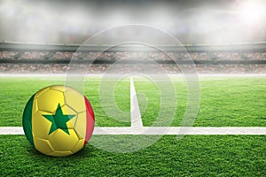 Football With Flag of Senegal in Soccer Stadium With Copy Space