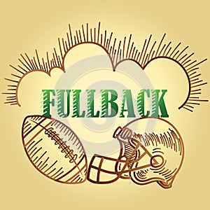 football fullback position text. Vector illustration decorative design