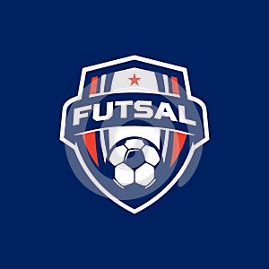 Football futsal shield logo vector photo