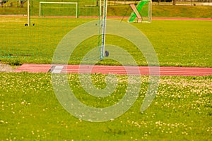 Football gate on stadium, soccer goal