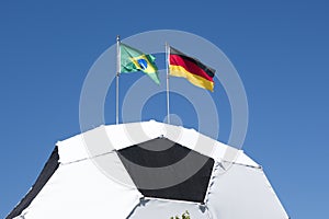 Football with german and brazil flag on top FIFA world cup 2014