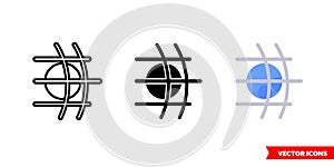 Football goal icon of 3 types. Isolated vector sign symbol.