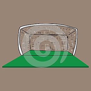 Football goal icon. Vector illustration of football goal with ball. Hand drawn ball near the football goal