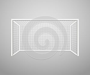 Football goal isolated on a gray background. Realistic football soccer goal. Sports equipment. Vector illustration