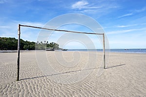 Football Goal Post Empty Brazilian Beach Football Pitch