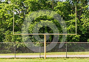 A football goal post on a field in Swissvale, Pennsylvania, USA