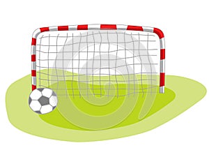 Football goal and soccer ball