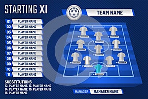 Football graphic for soccer starting lineup squad, Soccer line up, Football starting XI photo