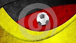 Football grunge wavy motion background with soccer ball, German flag colors