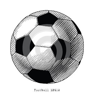 Football hand draw vinatge style black and white clip art isolated on white background photo