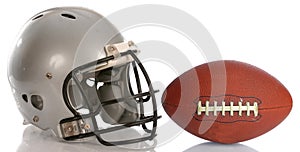 Football helmet and ball