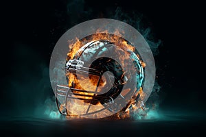 Football helmet fire. Generate Ai