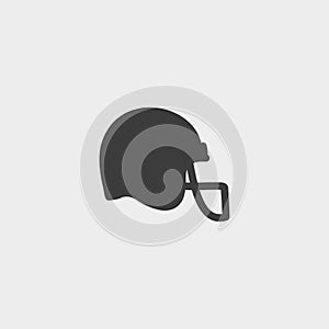 Football helmet icon in a flat design in black color. Vector illustration eps10